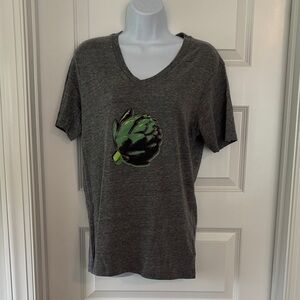Nordstrom Produce Maternity Gray V-Neck Short Sleeve Tee with Artichoke Design